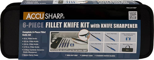 ACCUSHARP 6-PIECE FILLET KNIFE KIT W/SHARPENER & ZIP CASE