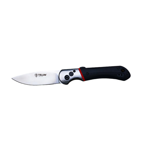 Rock Ridge Telum Tremor Tactical Automatic Knife 3-1/2" Drop Point Blade Black - TT3093
