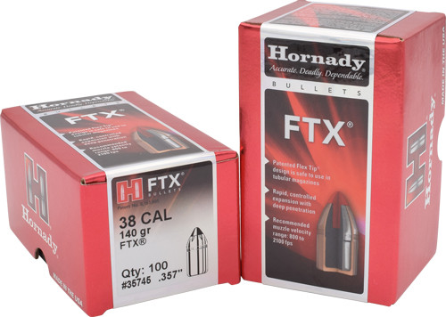 Hornady FTX Flex Tip eXpanding / 15 Case 38 Cal .357 140gr, 100 Count - 35745