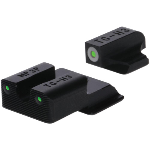 TruGlo Tritium Pro Black Green White Outline Front Sight Rear - TG231MP4W