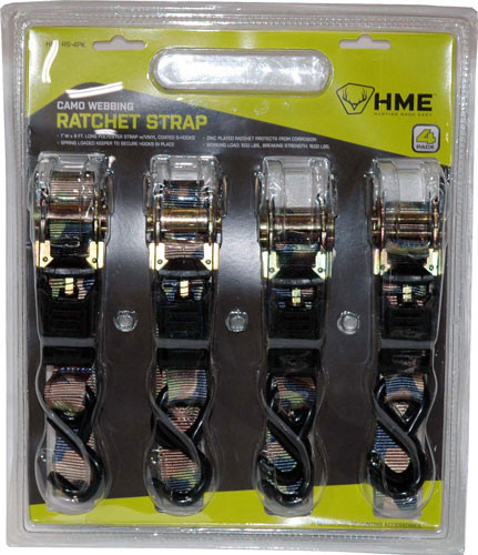 HME Ratchet Strap 1"X8' Camo 4PK