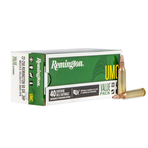 Remington UMC Rifle Ammunition 22-250 Rem 50gr JHP 40/ct