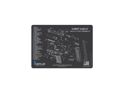 Schematic Handgun Mat - Charcoal Gray-cerus Blue, S&w M&p M2.0, 12" X 17"