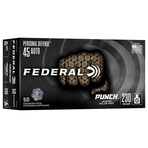 Federal Personal Defense Punch 45 Auto Ammo 230 Grain Jacketed Hollow Point
