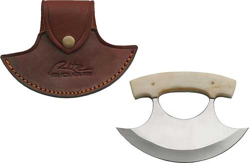 SZCO Rite Edge 6" Bone Handle ULU with Leather Sheath - DH8011BO