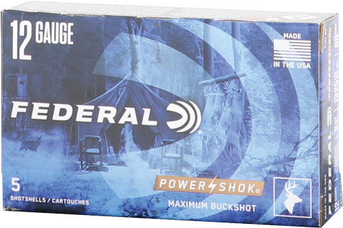 FEDERAL POWER SHOK 12GA 2.75" 00 BUCK 9 PELLETS 5RD 50BX/CS