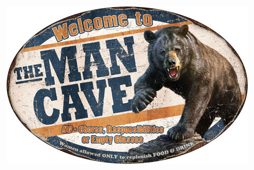 Rivers Edge MAN Cave Bear TIN Sign