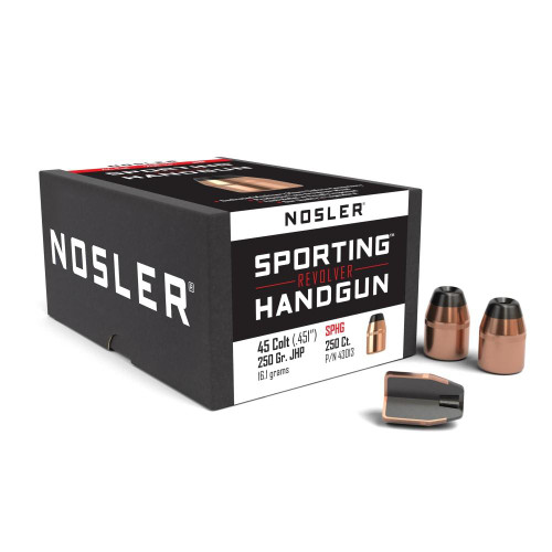 Nosler Sporting Handgun 45 Colt Jacketed Hollow Point 250gr Bullets, 100 Count - 43013