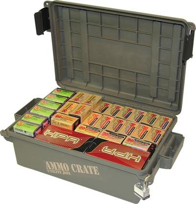 Mtm Molded Ammo Crate Utility Box Small 13"x9"x4.8" Army Green - ACR4-18