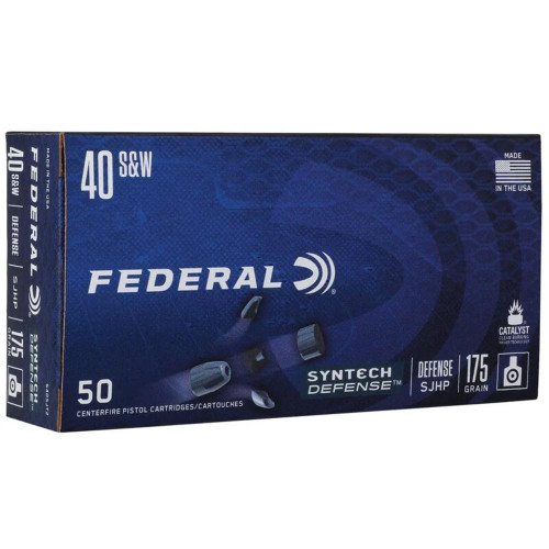 Federal Syntech Defense 40 S&W Ammo 175gr SJHP 50 Rounds - S40SJT2