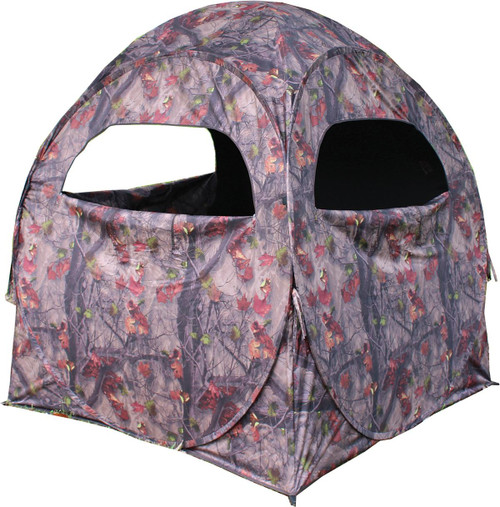 GSM HME 2-Person Spring Steel 75 Pop-Up Ground Blind 58x58x57" - JM Camo