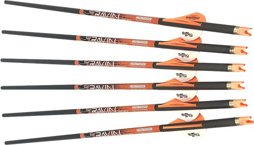 RAVIN XBOW ARROW CARBON W/2" OFFSET VANES 400GR .003" 6PK*