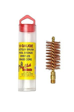 Pro-Shot Phosphorus Bronze Bristles/Brass Core Shotgun Bore Brush 10 Gauge - 10S