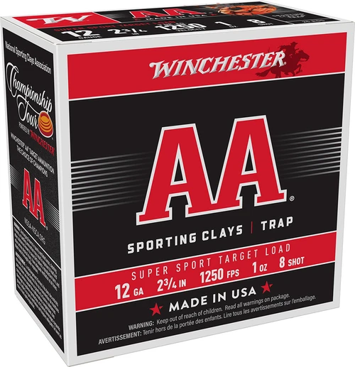Winchester AA Sporting Clay 12 Gauge Ammo 2-3/4" 1oz #8 25 Rounds - AASC12508