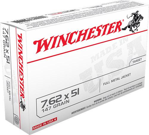 Winchester USA Rifle Ammunition 7.62X51 NATO 147 gr FMJ 20/ct
