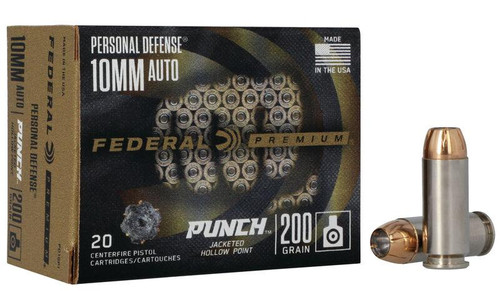 Federal Personal Defense Punch Handgun Ammunition 10mm Auto 200gr JHP 20/ct
