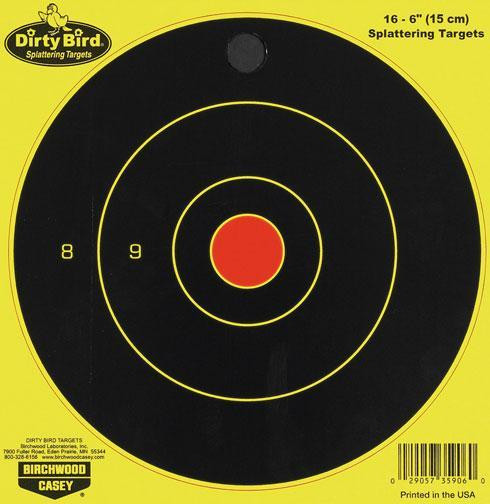 Birchwood Casey Dirty Bird Bull's-Eye Targets 6" Round 16/ct