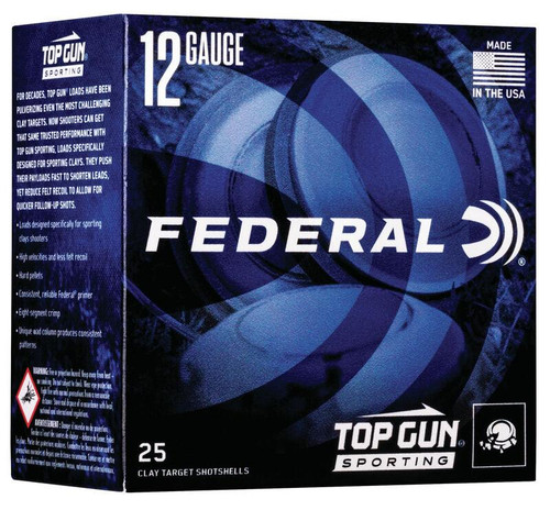 Federal Top Gun Sporting Shotshells 12 ga 2-3/4" 1oz #8 25/ct