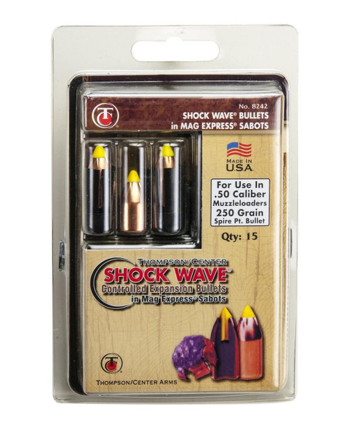 Thompson Center Shockwave Spire Point Polymer Tip Bullets .50 cal Sabot 250 gr 15/ct