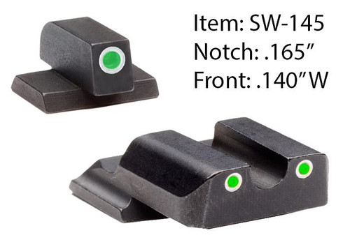 Ameriglo Classic Style Night Sight Set for S&W M&P Shield / Front Tritium - Green / Outline White / Rear