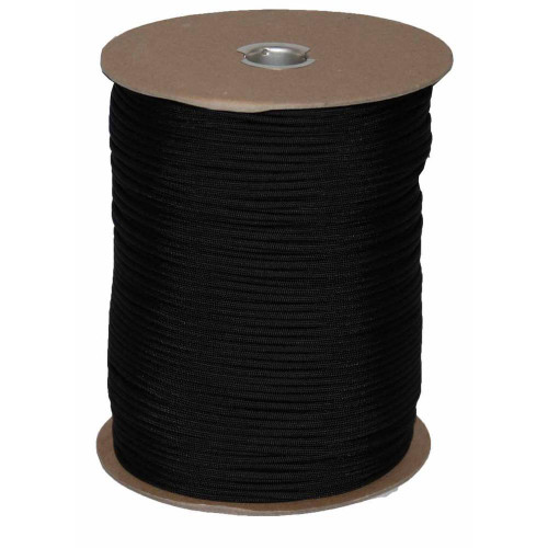 E.L. Wood Braiding Co. Mero 550 Paracord - 1000' Spool 550 lb Black