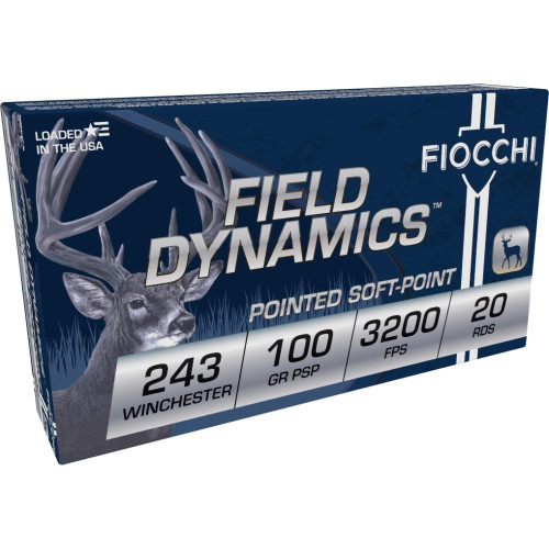Fiocchi Field Dynamics 243 Winchester Ammo 100 Grain Pointed Soft Point