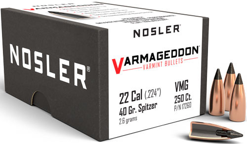 Nosler Bullets 22 CAL .224 40gr Varmageddon Tipped 250-Count