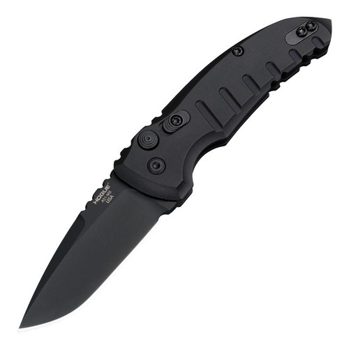 Hogue Knife A01-Microswitch Automatic Folder Knife 2-3/4" Drop Point Blade Black - 24116