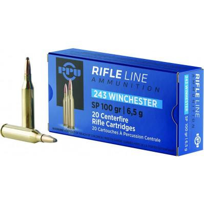 PPU Rifle Ammunition .243 Win 100 gr SP 2960 fps  20/ct