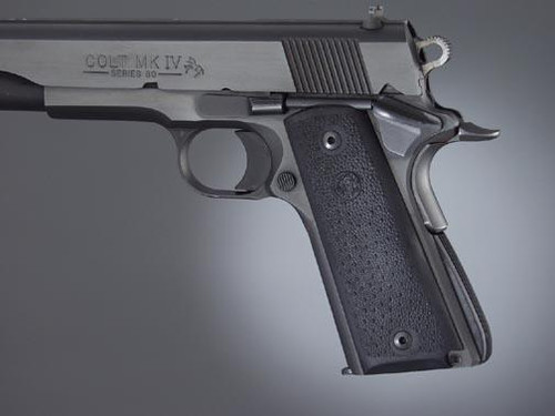 Hogue Colt Government Grips .45 1911 Rubber Panels with Palm Swells - Black