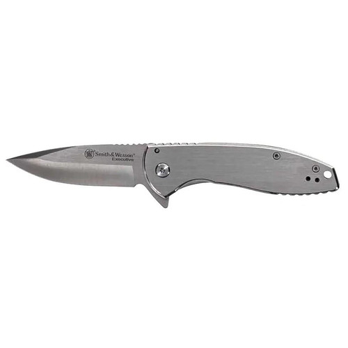 Battenfeld S&W Kit Executive Platinum Folding Knife 3" Drop Point Blade Silver - 1208415