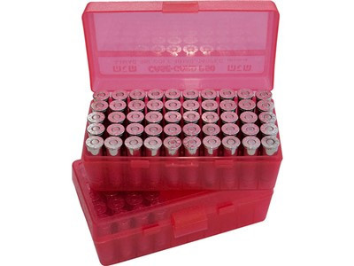 P-50 Series Medium Handgun Ammo Box - 50 Round Clear Red