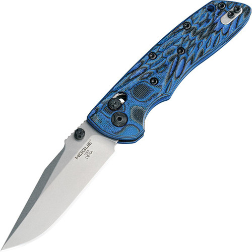 Hogue Deka 3.25" Able Lock Folder Clip Point Blade Tumble Finish G-10 Blue Lava