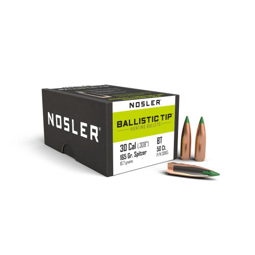 Nosler Ballistic Tip Hunting Rifle Bullets .30 cal .308" 165 gr Sbt-Btip 50/ct