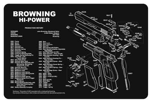 TEKMAT ARMORERS BENCH MAT 11"x17" BROWNING HI-POWER