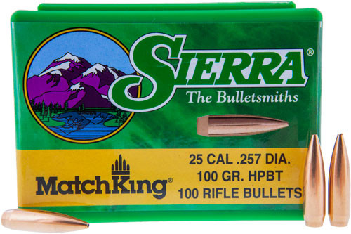SIERRA BULLETS .25CAL .257 100GR HP-BT MATCH 100CT