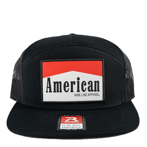 Nine Line Apparel American 7-Panel Richardson Trucker Hat Black - AMERICAN-HAT-168-BLACK