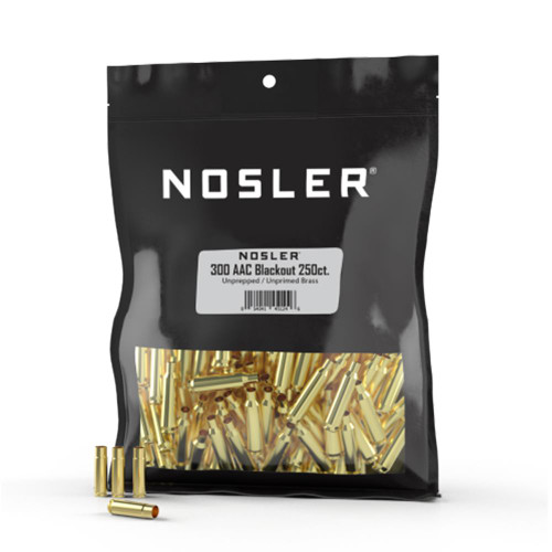 Nosler Unprimed Unprepped Brass Rifle Cartridge Cases 300 Blackout 250 Count - 45124