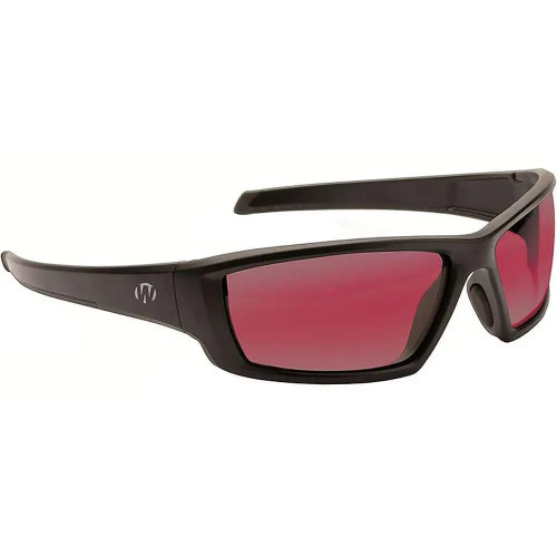 Walker's Vector Full Frame Shooting Glasses Black with Rose Lens with Case