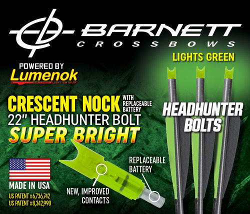 Lumenok Crossbow Arrow 22" Barnett Headhunter Green Crescent 3 Pack - BNECC223G