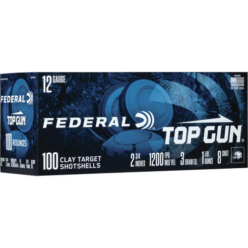 Federal Top Gun Shotshells 12 ga 2-3/4" 1-1/8oz #8 100/ct