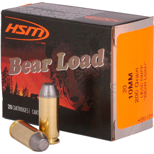 Hunting Shack DBA HSM Munitions Bear Load Hard Cast Handgun Ammunition 10mm Auto 200gr Rnfp 20/ct