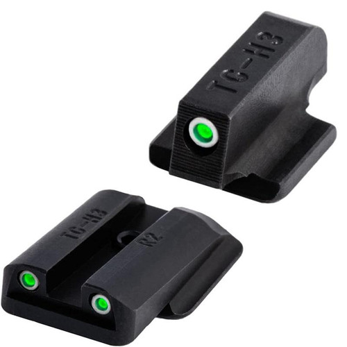 TruGlo Tritium Pro Black Green White Outline Front Sight Rear - TG231R2W