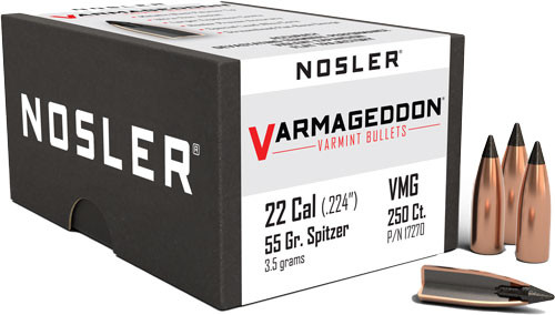Nosler Bullets 22 CAL .224 55gr Varmageddon Tipped 250-Count