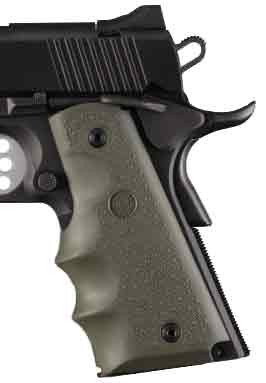 HOGUE GRIPS COLT GOVT MODEL W/FINGER GROOVES OD GREEN