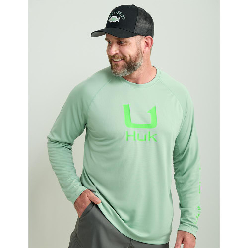 Marolina DBA HUK Icon Crew Long Sleeve Shirt Fog Green XL