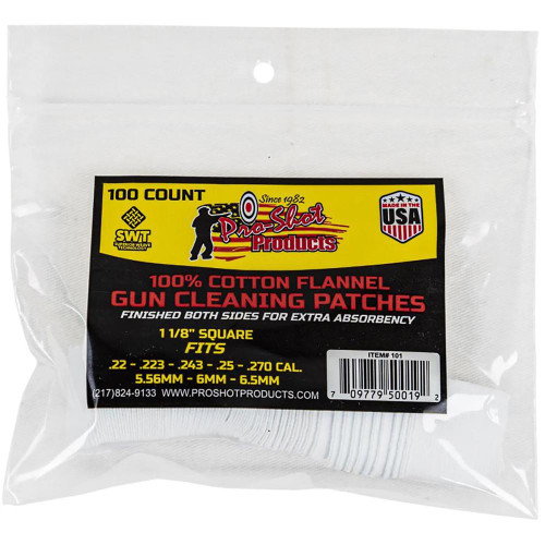 Pro-Shot 100% Cotton Flannel Patches .22 .270 Cal 100 Count - 101.00