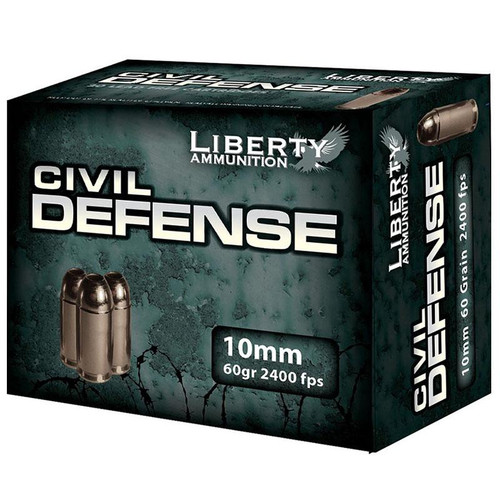 Liberty Civil Defense Handgun Ammunition 10mm Auto 60 gr Schp 20/ct