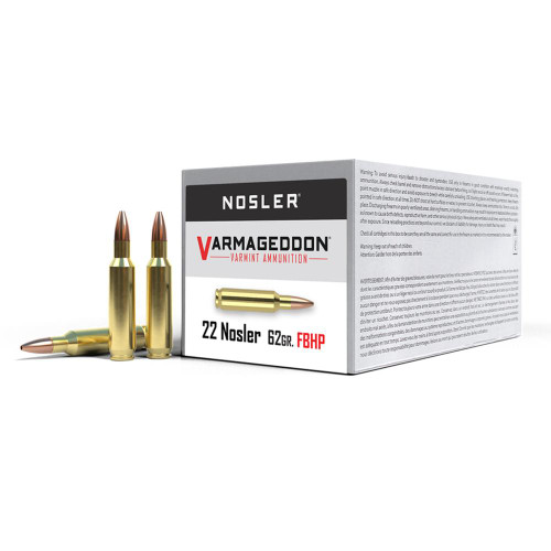 Nosler Varmageddon Flat Base 22 Nosler Ammo 62gr HP 50 Rounds - 65180
