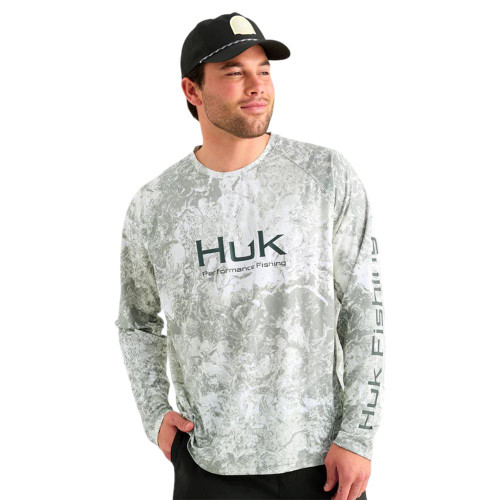 HUK Mossy Oak Pursuit Performance Long Sleeve Crew Shirt MO Seagrass L - H1200610-383-L